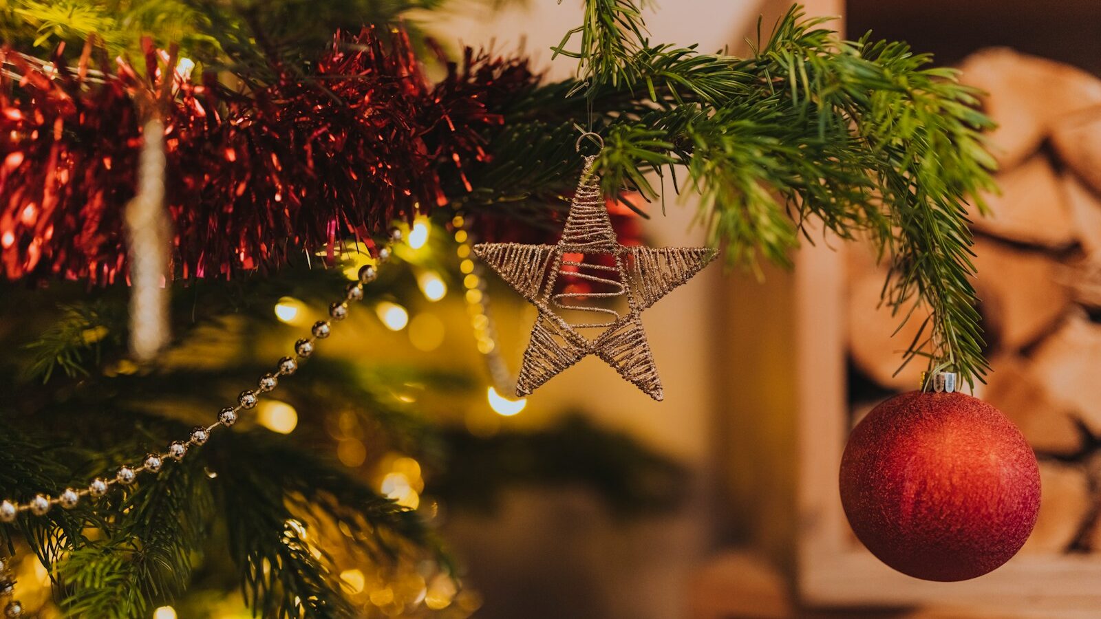 red bauble on tree